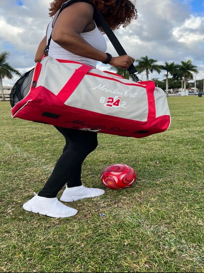 Duffel Bag / Travel Gym Bag / Sports Bag - Red/Grey