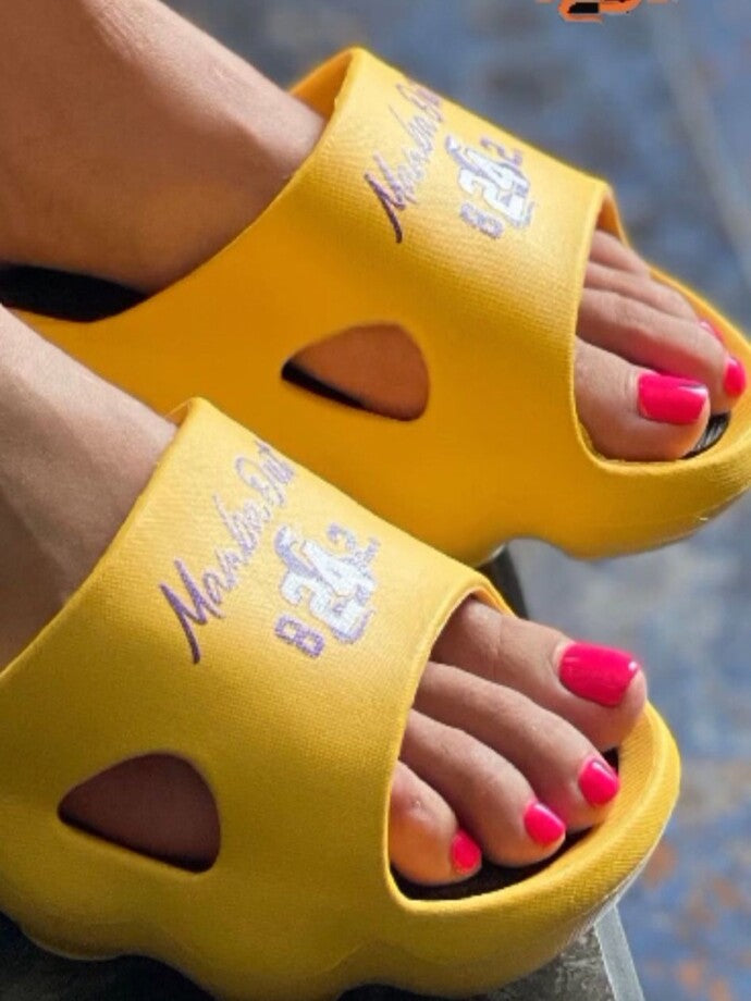 Ultra-Comfort Cushioned Slides - Yellow/Purple