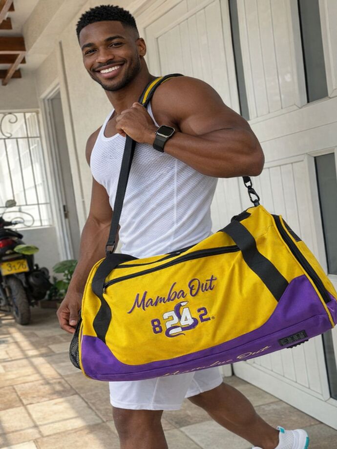 Duffel Bag / Travel Gym Bag / Sports Bag - Gold/Purple