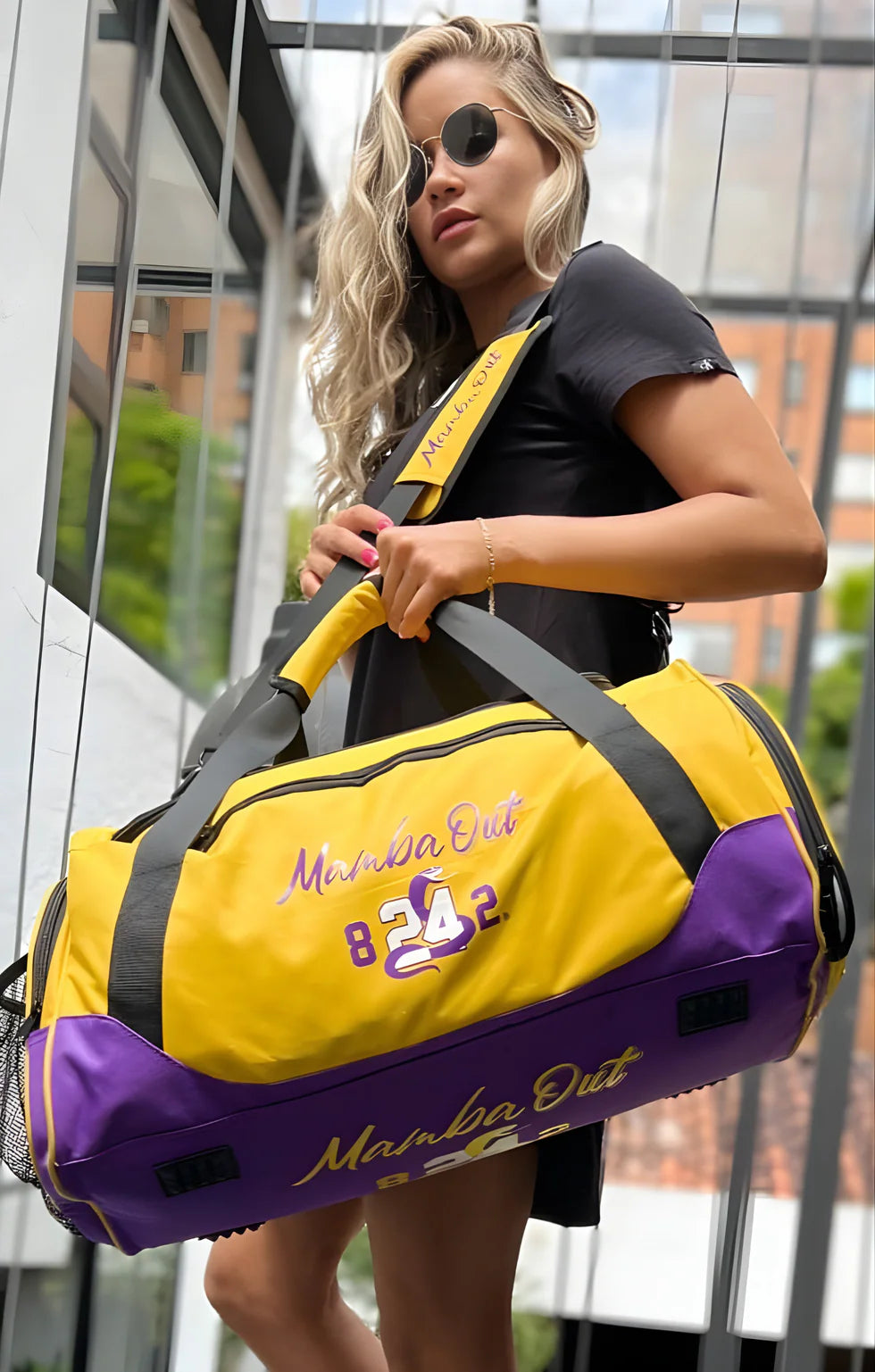 Duffel Bag / Travel Gym Bag / Sports Bag - Gold/Purple